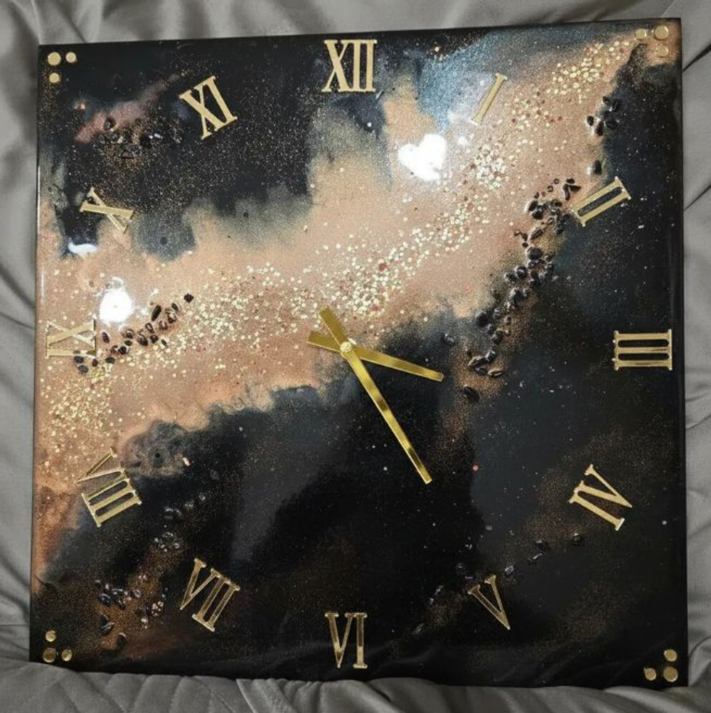 Настенные часы-картина из эпоксидной смолы ручная работа