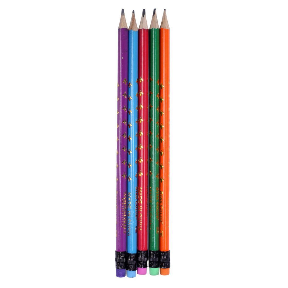 Карандаш ч/г "Triangle" трехгранный с ластиком, 4 цвета микс (Комплект 6шт.)