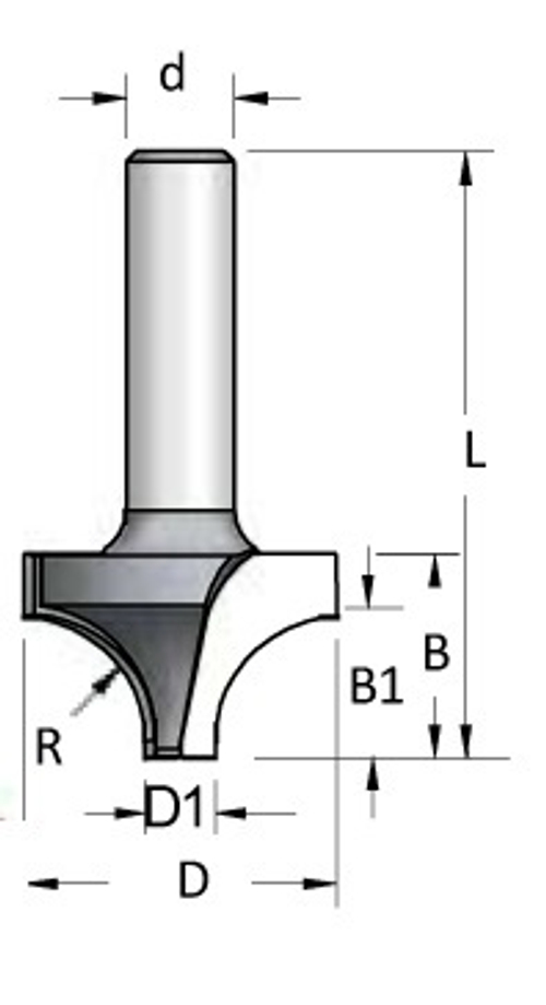 Фреза радиусная врезная R8 D22,2 B14 хвостовик 12 RV08002