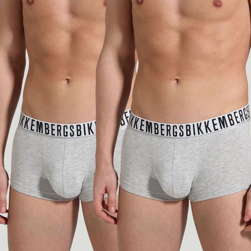 Мужские трусы боксеры серые набор 2в1 Bikkembergs ESSENTIAL BKK1UTR01BI