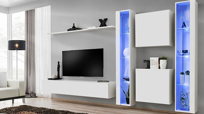 Гостиная 10 Белый Фасадный 0101 330*40*180 см, Белый   Фиеста