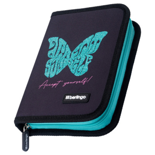 Пенал 1 отделение, 200*140*40 Berlingo "Butterfly", дополнительная откидная секция