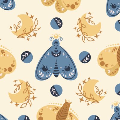 Бабочки и луны - детский бохо принт