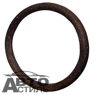 Оплетка на руль круглая Coolpart DIAMOND  (37*38) к/з шоколад СТРАЗЫ A280-CH