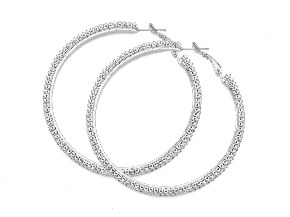 Серьги-Кольца со стразами, 64мм