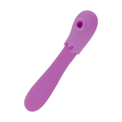 Фиолетовый оригинальный двусторонний вибромассажёр - 20,2 см. (Цвет: фиолетовый)