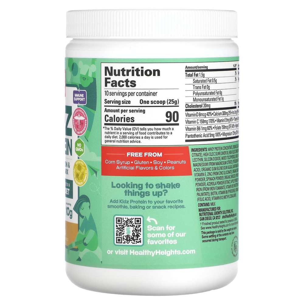 Healthy Heights, Kidz Protein, протеин для детей от 2 лет, со вкусом ванили, 250 г (8,8 унции)