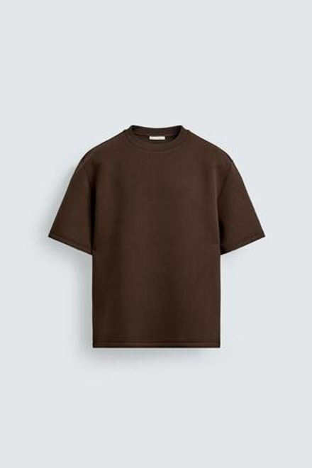 ZARA ТОЛСТОВКА СВОБОДНОГО КРОЯ ИЗ ВЫСОКОТЕХНОЛОГИЧНОЙ ТКАНИ, ТЕМНО-КОРИЧНЕВЫЙ