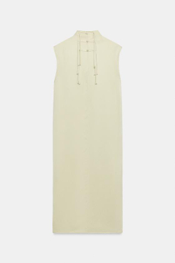 ZARA АТЛАСНОЕ ПЛАТЬЕ С НАВЕСНЫМИ ПЕТЛЯМИ — ZW COLLECTION, ЦВЕТ МОРСКОЙ ВОЛНЫ