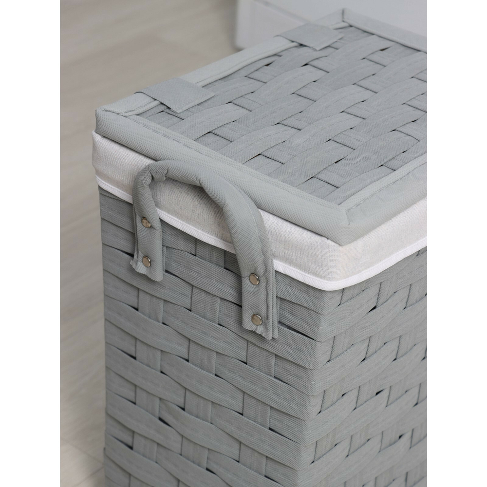 Корзина для белья с крышкой Плетение 42×27×45 см (серый)