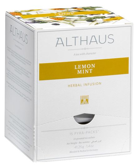 Чайный напиток травяной Althaus Lemon Mint Pyra Pack в пирамидках, 15 шт