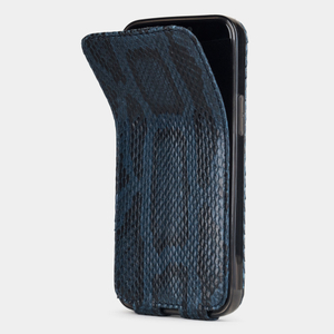 Чехол кожаный для iPhone 12 Mini синего цвета