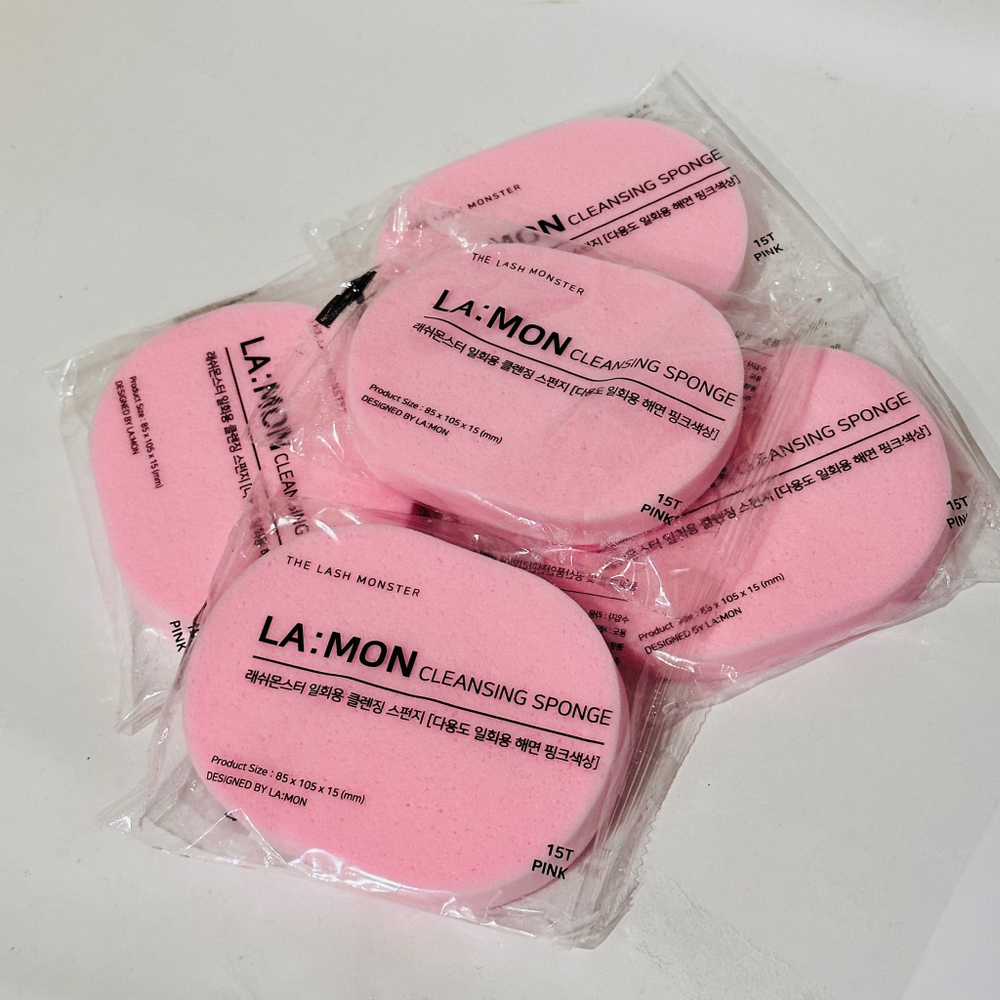 Спонж для умывания LA-MON cleansing sponge pink