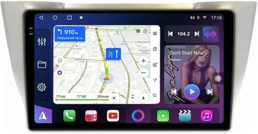 Магнитола для Toyota Harrier XU30 2003-2013, Lexus RX 2003-2009 (монохром, рамка вниз) - FarCar BM10-2K-9665 монитор 10.36" 2K QLED на Android 14, TS10, 4+32Гб, CarPlay, 4G SIM-слот