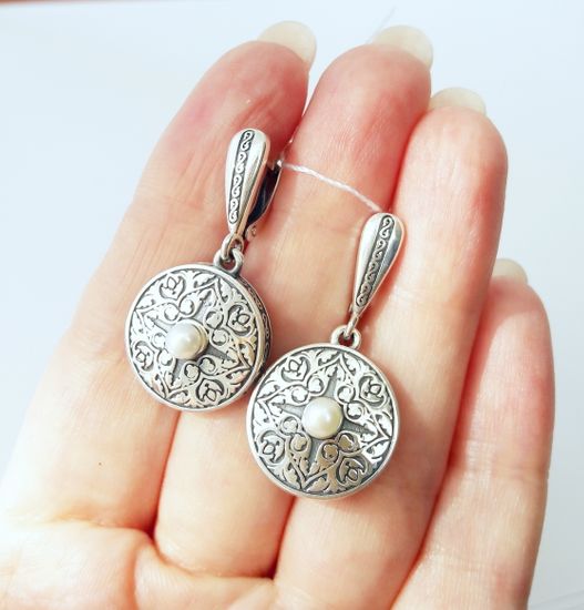 Православные серьги с жемчужиной