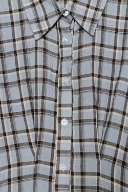 ZARA ПЛАТЬЕ-РУБАШКА В КЛЕТКУ, КОРИЧНЕВО-СИНИЙ