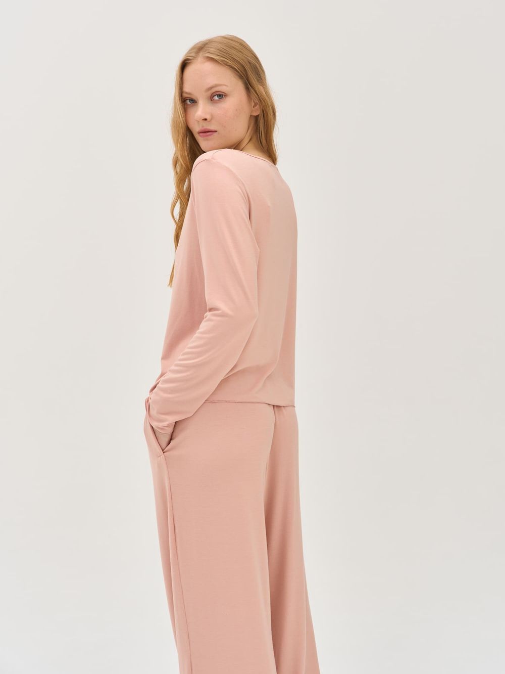 Лонгслив домашний "Персик" женский