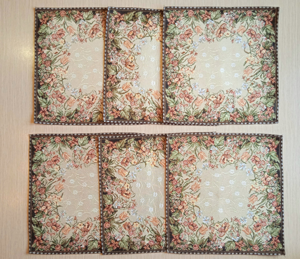 Набор декоративных гобеленовых салфеток Оранжерея 32х32 (6 шт.)