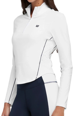 Женская теннисная футболка (dł. Рукава) Wilson Brentwood Half-Zip Longsleeve - белый