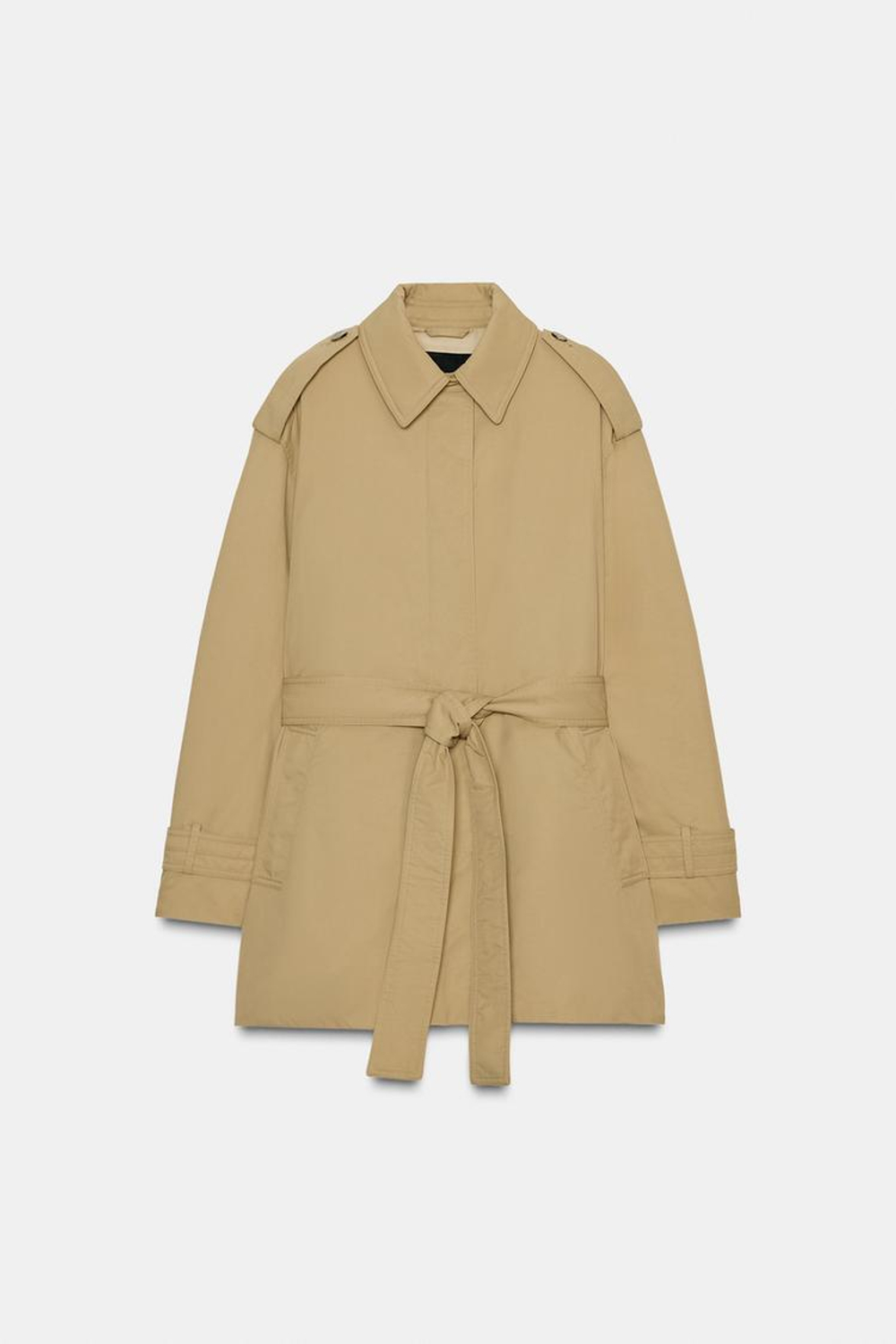 ZARA ТРЕНЧ С ПОЯСОМ — ZW COLLECTION, РЫЖЕВАТО-КОРИЧНЕВЫЙ