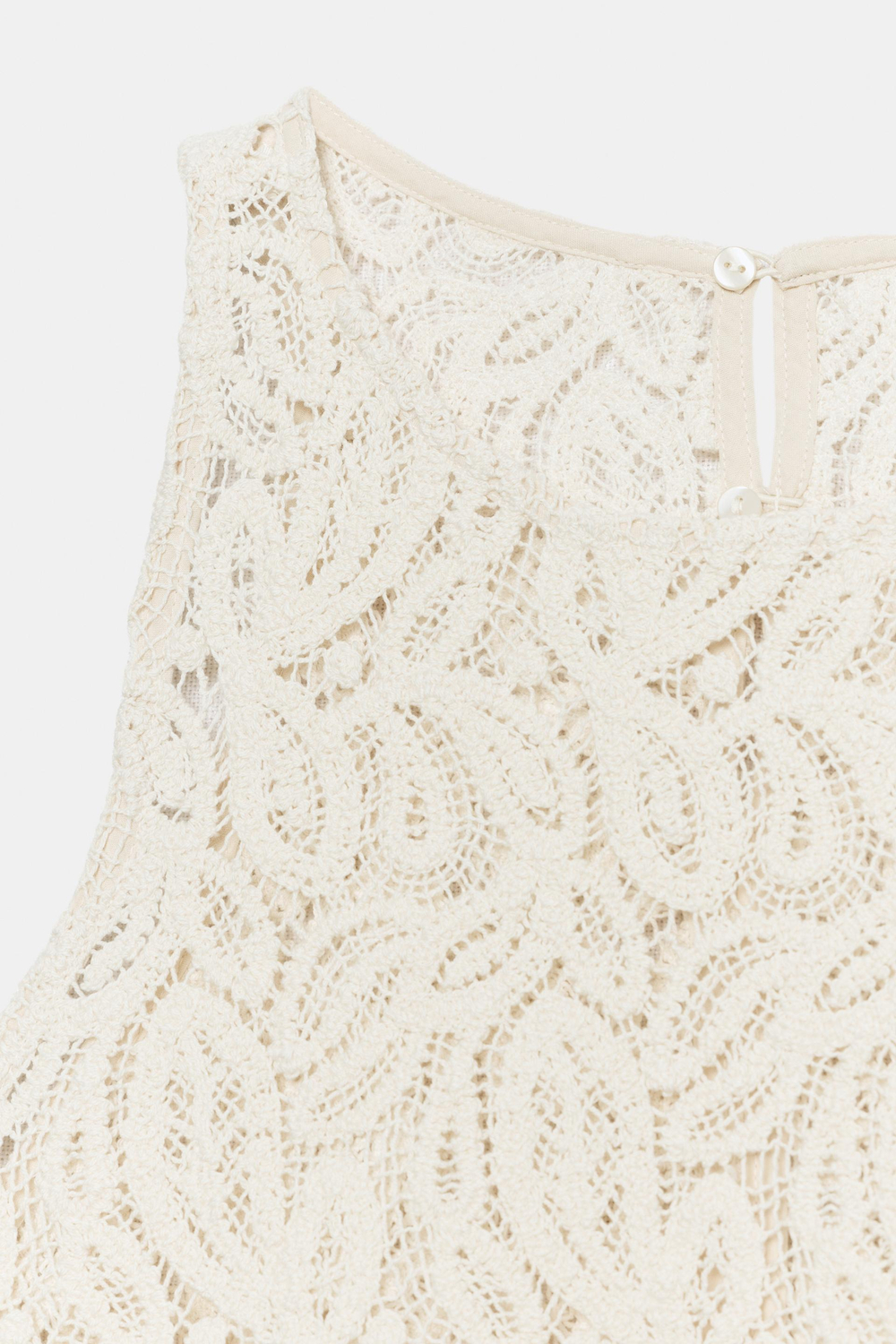 ZARA УКОРОЧЕННЫЙ ТОП КРОШЕ, ЭКРЮ