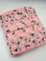 Вышивка на сетке розочки на персиково-розовом К824 (29 см)