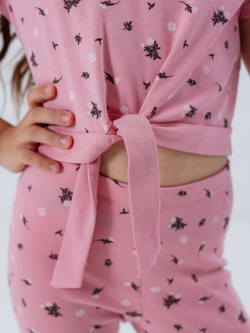 Блузка для девочки, модель №1, рост 128 см, пудровая с принтом