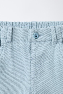 ZARA БРЮКИ BALLOON ВАФЕЛЬНЫЕ, СИНИЙ