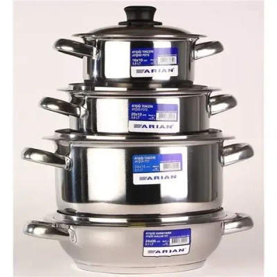 Arian ТЕК набор кастрюль с крыш 8 пр. (2л, 2,5л, 3л., 6л) сталь 18/10
