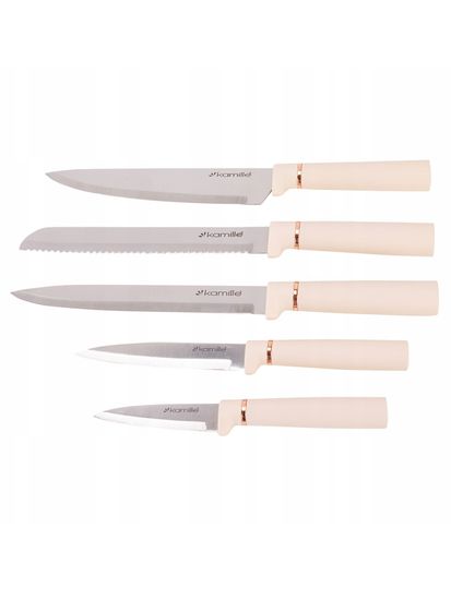 Набор ножей 6 предметов Kamille KM 7630 из нержавеющей стали с подставкой