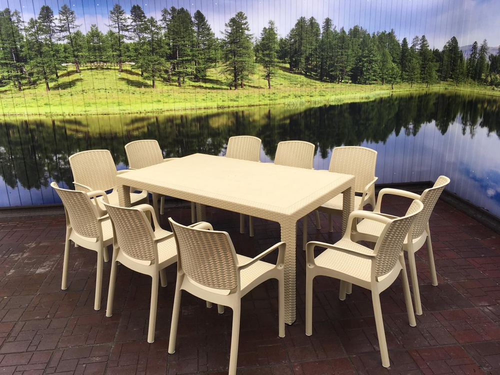 Обеденный комплект под искусственный ротанг Невада МАКСИ+10 кресел Невада