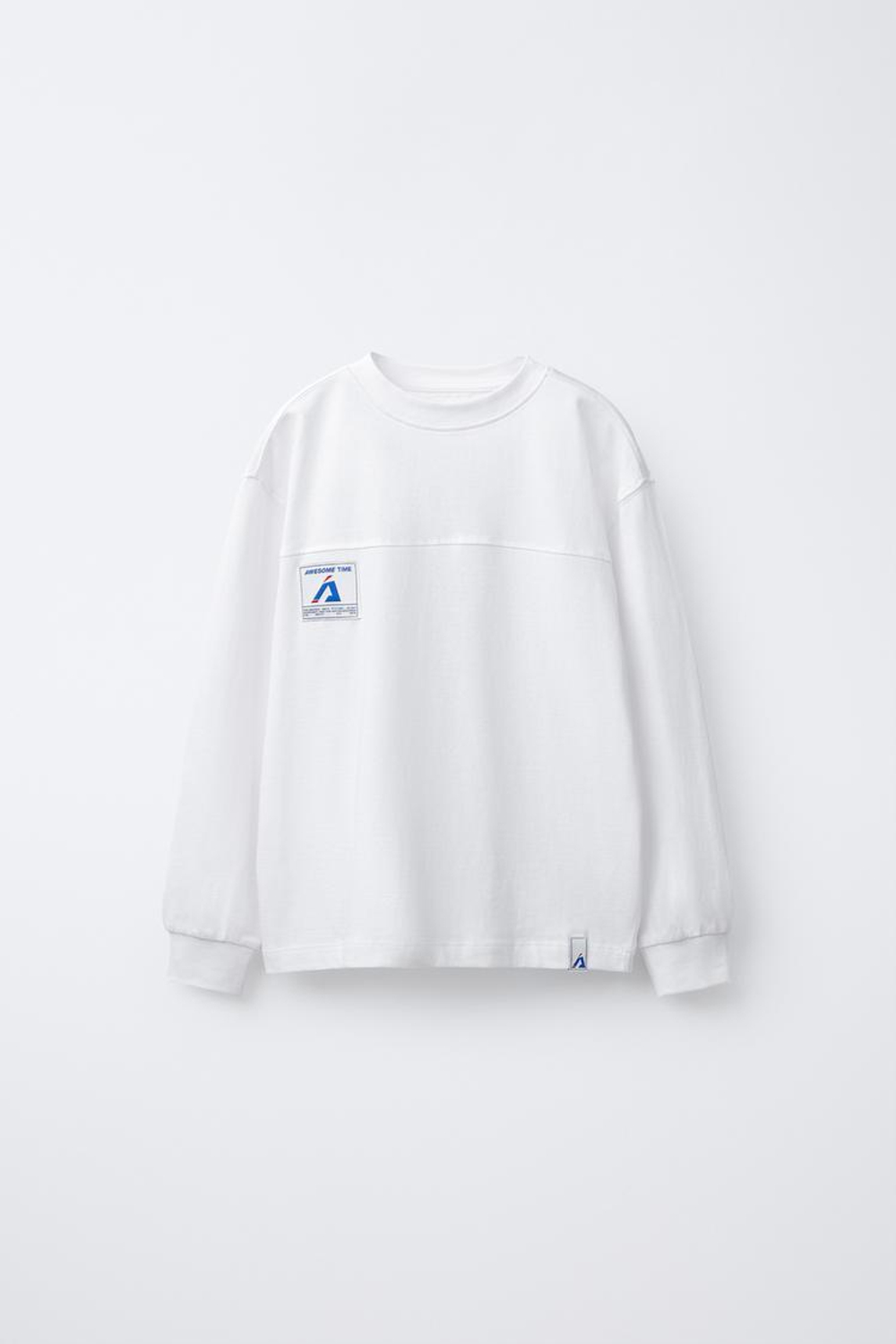 ZARA ЛОНГСЛИВ JOGGING С НАШИВКОЙ, БЕЛЫЙ