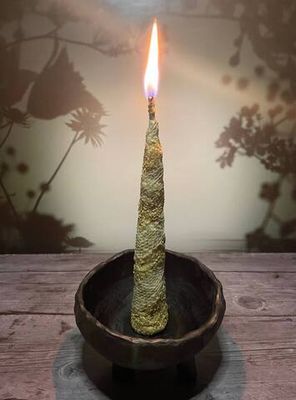 Катаная свеча белая в змеиной коже. ИМБОЛК. Жизненные Силы + ПОДАРОК