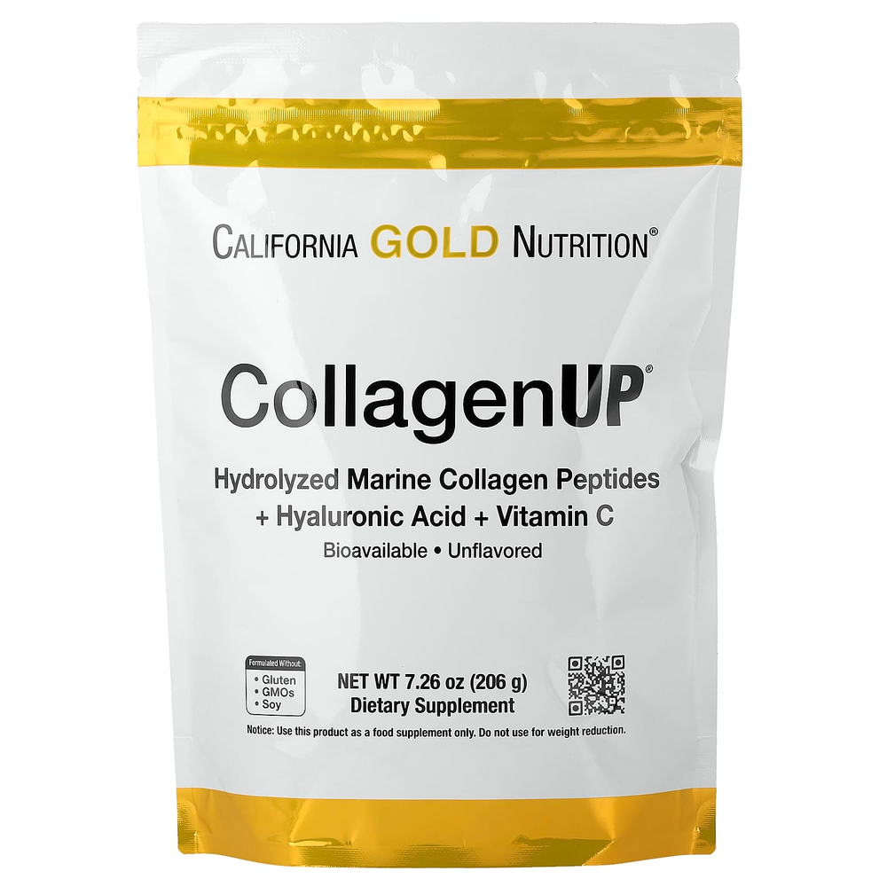 California Gold Nutrition, CollagenUP®, гидролизованные пептиды морского коллагена с гиалуроновой кислотой и витамином C, с нейтральным вкусом, 206 г
