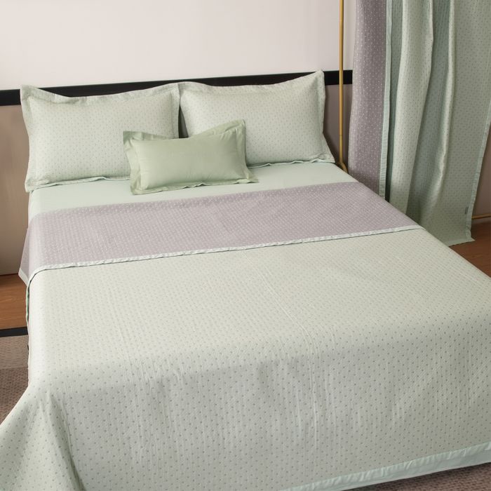 Комплект постельного белья с покрывалом Сатин Вуаль Авроры «Зелёный шёпот»