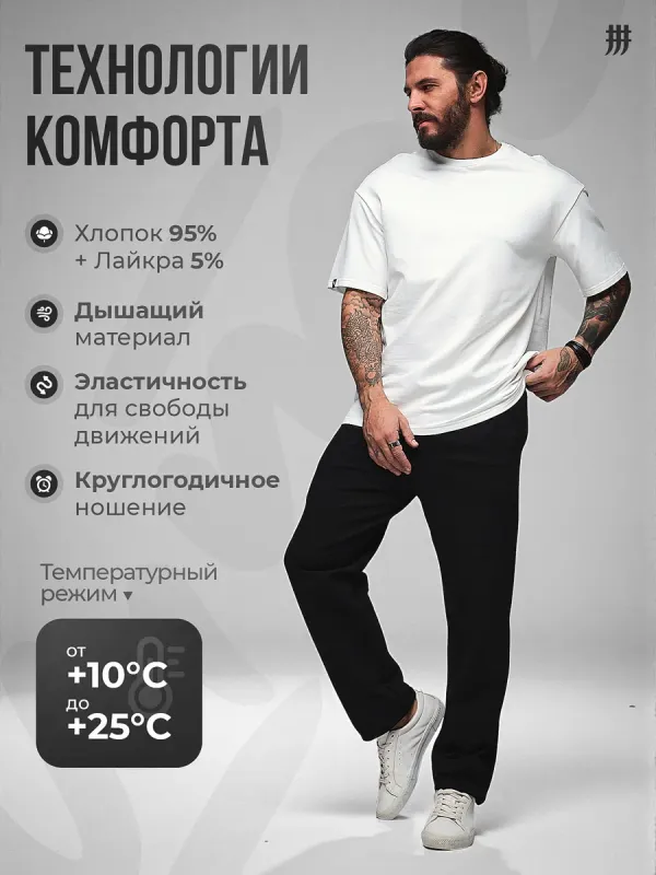 Штаны спортивные прямые черные