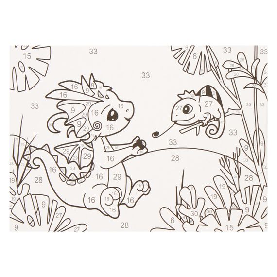 Nömrəli Rəngləmə Lori  Uşaqlar üçün Дракоша В Джунглях