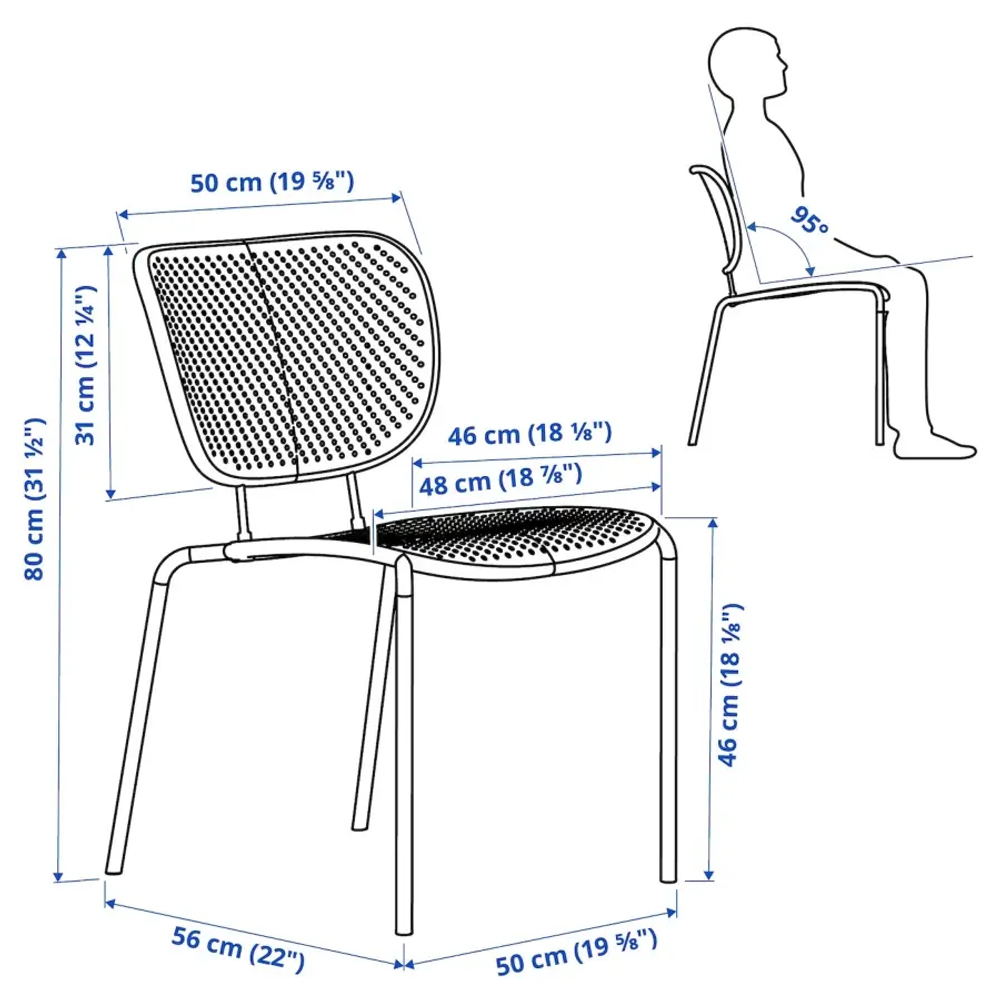 Стул - IKEA DUVSKÄR/DUVSKAR, 80х49х57 см, синий, ДУВСКЕР ИКЕА