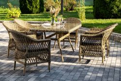 "Амароне" обеденная группа из искусственного ротанга на 6 персон, цвет соломенный