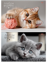 Альбом для рисования А4 32л. "Котики" скрепка, 2 дизайна (Проф-Пресс)