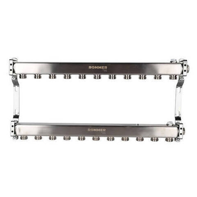 Коллекторная группа для радиаторного отопления ROMMER RMS4401 - 1" на 11 контуров 3/4"EK