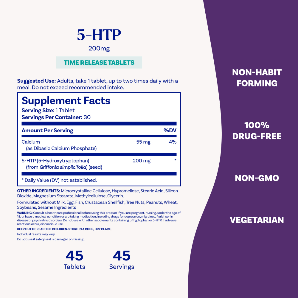 Natrol, 5-HTP, медленное высвобождение, 30 таблеток