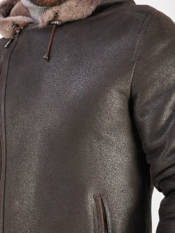 Дубленка зимняя куртка натуральная с капюшоном косуха