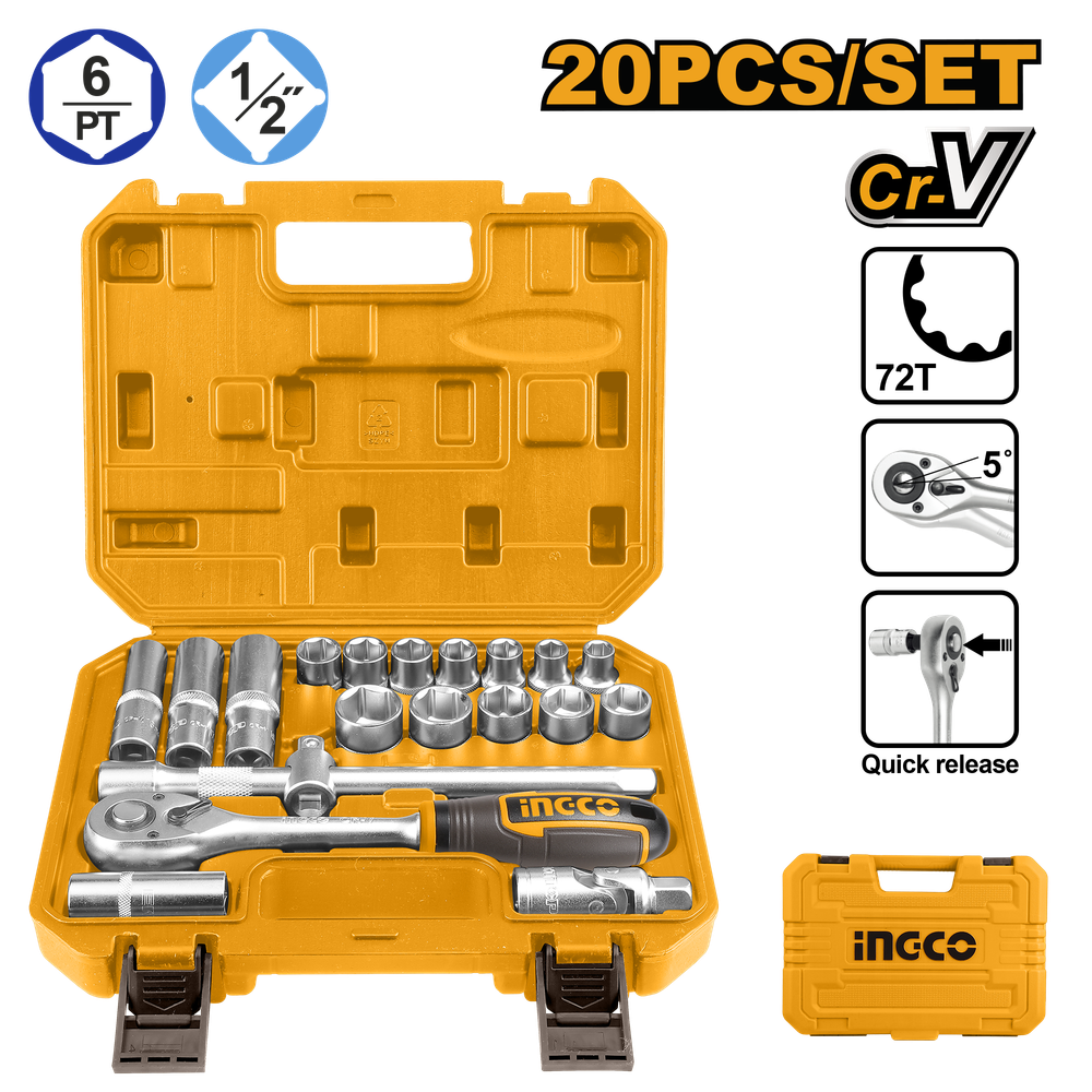 Набор инструмента для авто INGCO HKTS12201 INDUSTRIAL 20 предметов