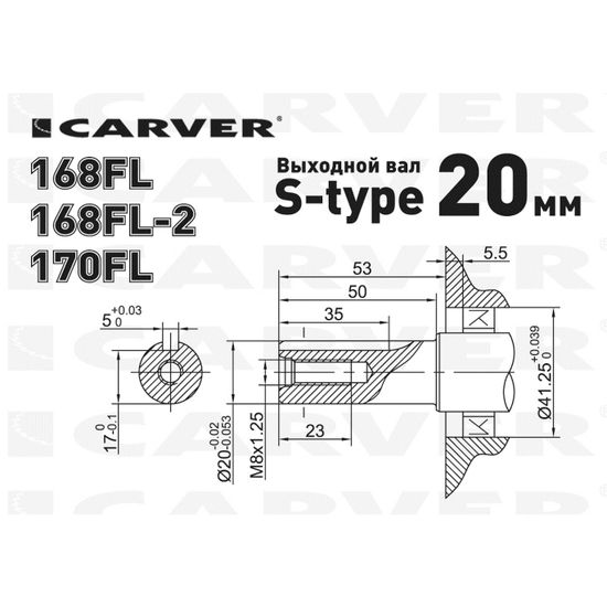 Двигатель бензиновый "CARVER" 168FL (5,5 л.с.)