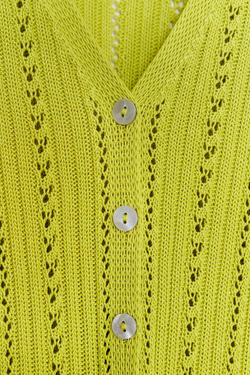 ZARA КАРДИГАН С ВОЛАНАМИ И ПЕРФОРАЦИЕЙ, ЗЕЛЕНЫЙ