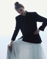 ЮБКА С КОКЕТКОЙ ИЗ МОЛОЧНОГО КРЕП - ШИФОНА