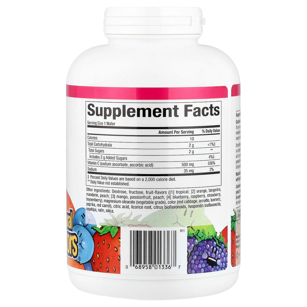Natural Factors, фруктовая жевательная таблетка с витамином C, смесь из 4 фруктов, 180 жевательных таблеток (500 мг в 1 таблетке)
