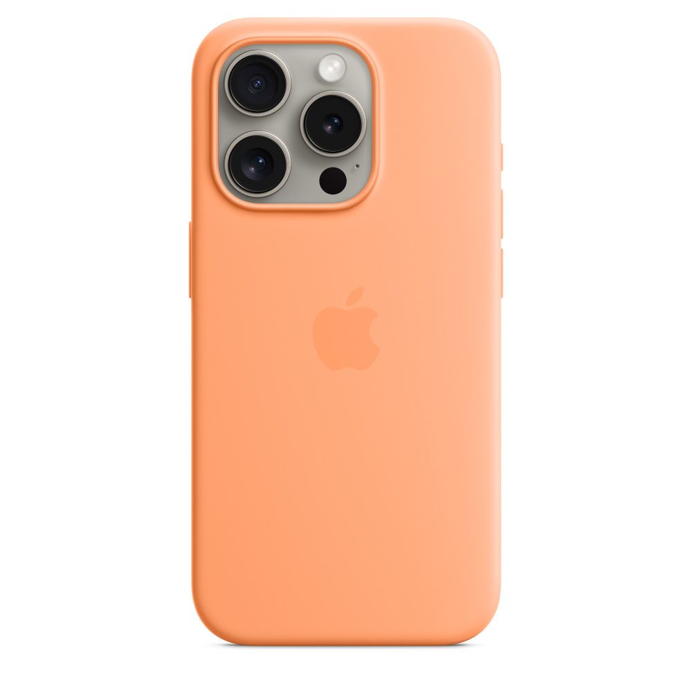 Силиконовый чехол для iPhone 15 Pro Max Оранжевый сорбет (Orange Sorbet) MagSafe MT1W3