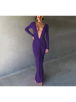 Платье вечернее макси с драпировкой